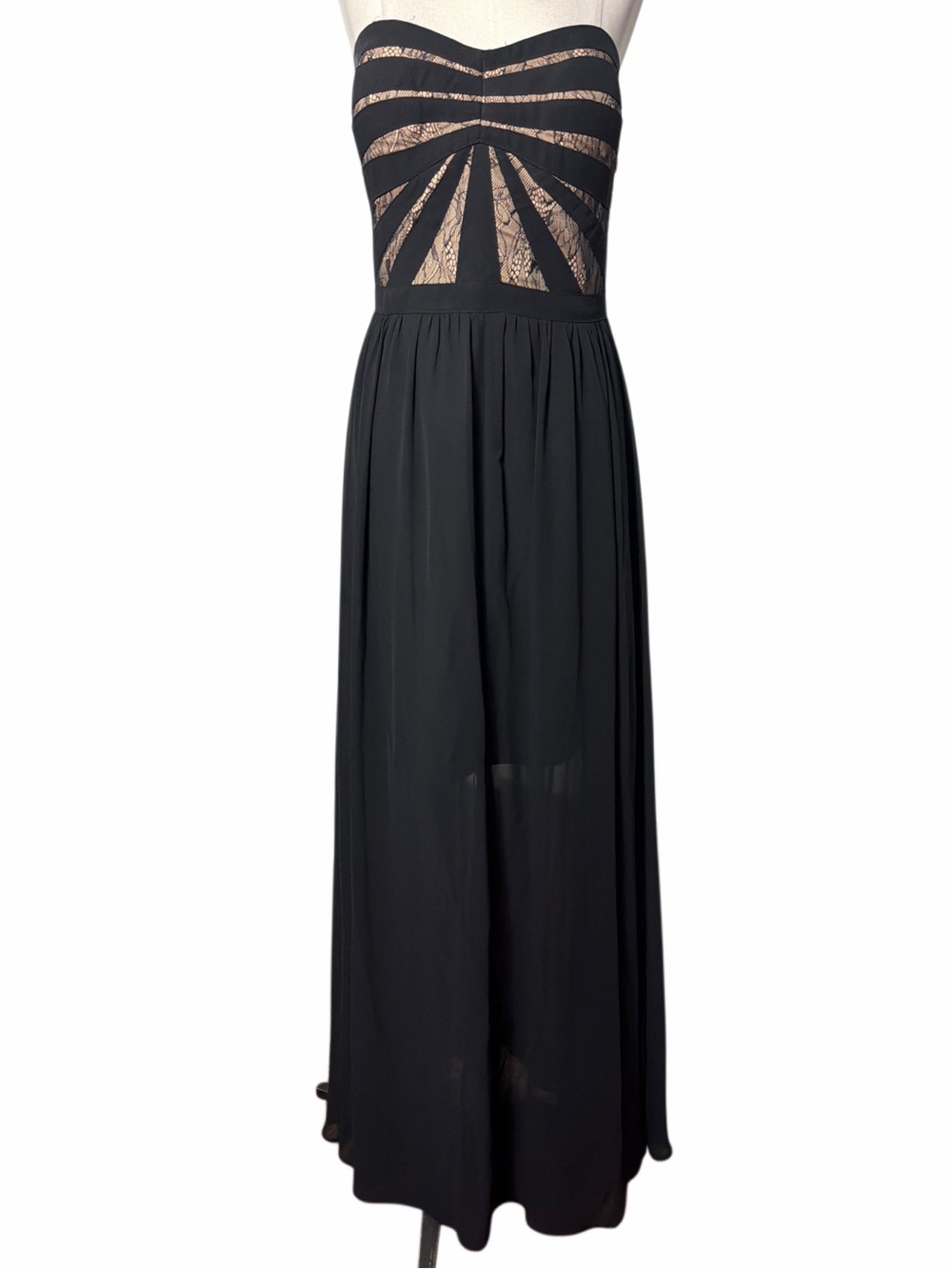 Aidan Maddox Chiffon Lace Black Dress Gown - Picture 2 of 6